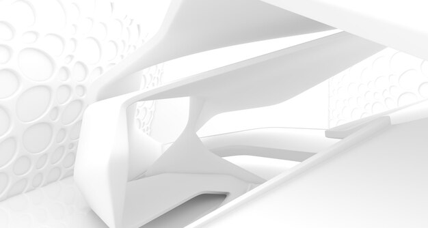 White smooth abstract architectural background 3D illustration and rendering