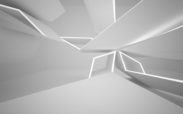 White smooth abstract architectural background. 3D illustration and rendering