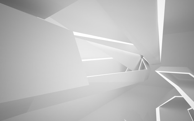 White smooth abstract architectural background. 3D illustration and rendering