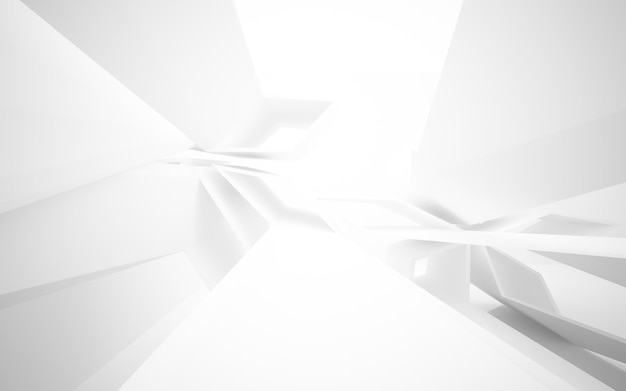 White smooth abstract architectural background. 3D illustration and rendering