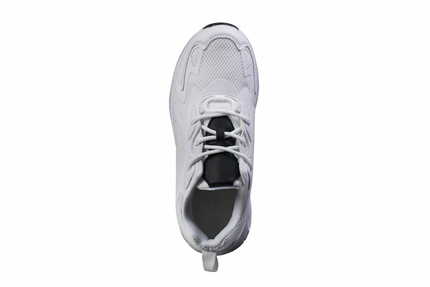 White sneaker with black accents isolated Sports shoes on a white background