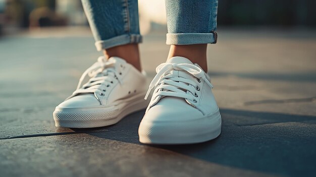 Photo white sneakers mockup