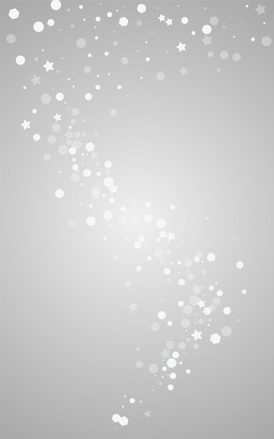 White Snow Vector Gray Background. Light Snowfall Backdrop. Silver Holiday Pattern. Abstract Confetti Texture.