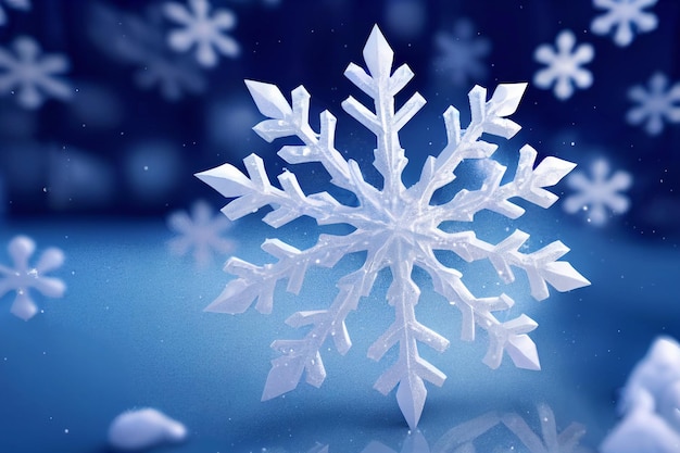 White snowflake on blue gradient background Ai generated art