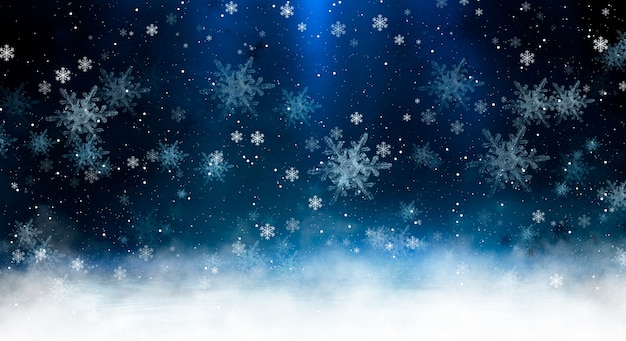 White snowflakes isolated on blue