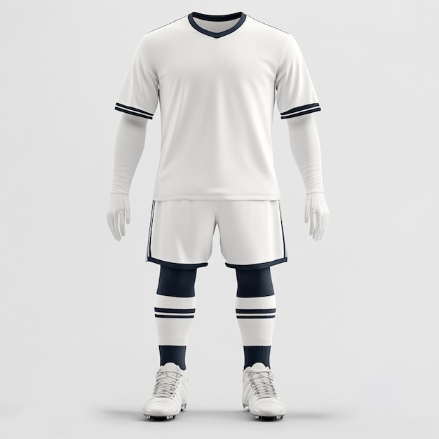 Photo a white soccer jersey with a blue stripe on the front