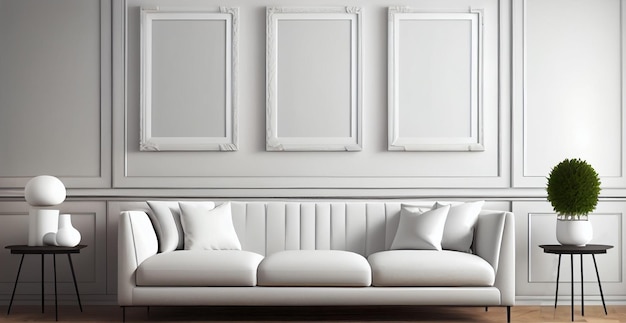 White sofa in a cozy modern interior AI generated image