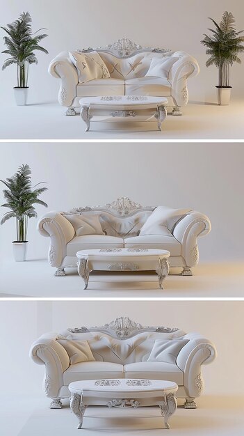 Photo white sofa set in high detail and realism