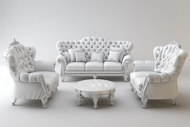 Photo white sofa set in high detail and realism