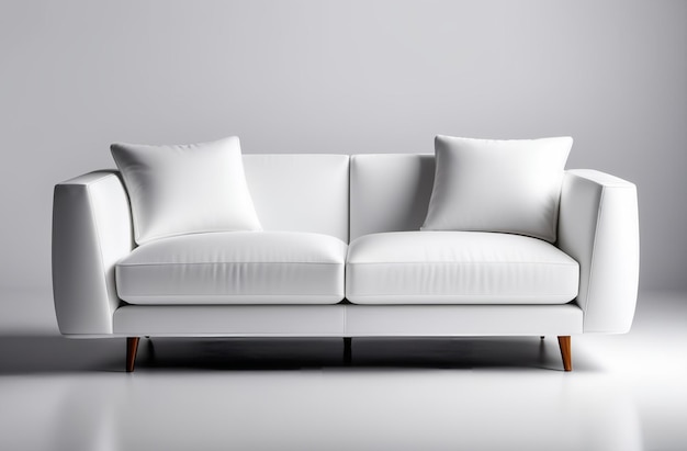 White sofa with high legs