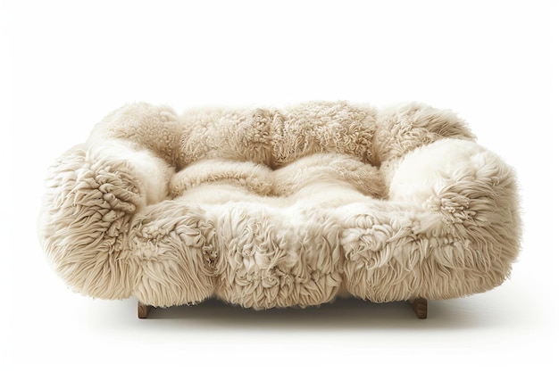 Photo a white sofa with a round cushion on the side