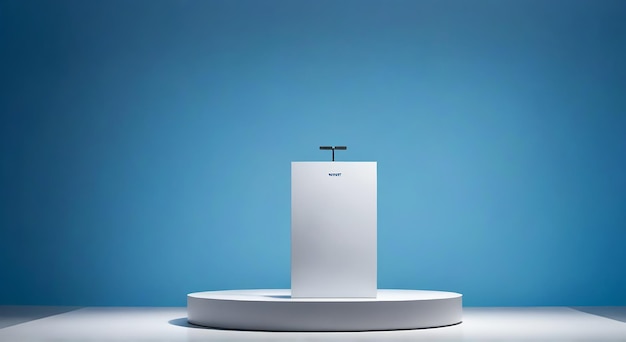 Photo a white speaker with a blue background and a blue background