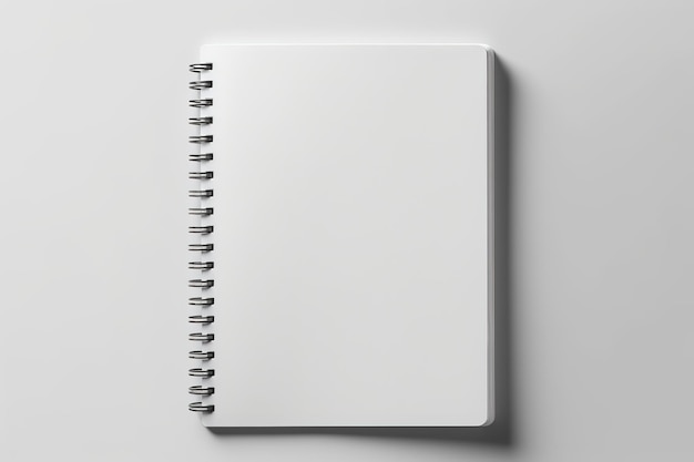 white spiral binder notebook on white background mockup template