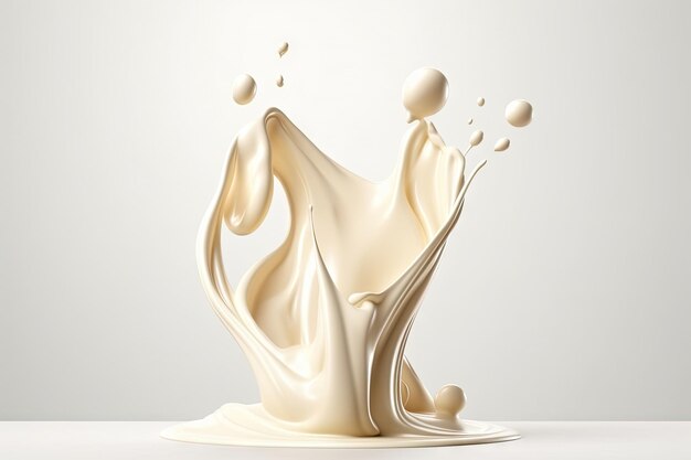 White splash milk on clean background pouring of cream or yogurt calcium products with Generative AI