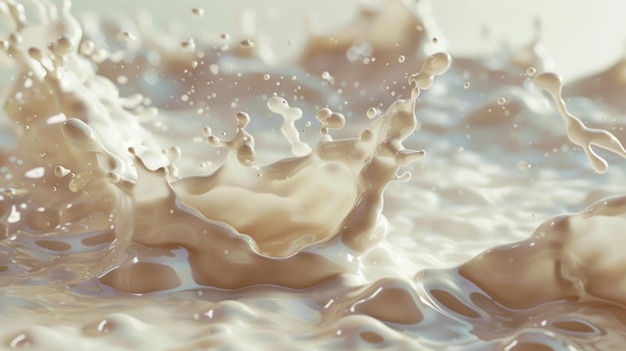 A white splash of milk on the surface of calm water great for food or health related content