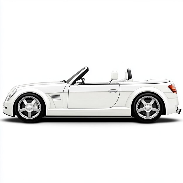 Photo a white sports car with a black roof and red rims on the side