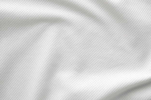 White sports clothing fabric jersey football shirt texture top view close up