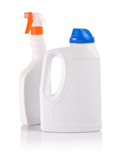 White spray and bottle for cleaning