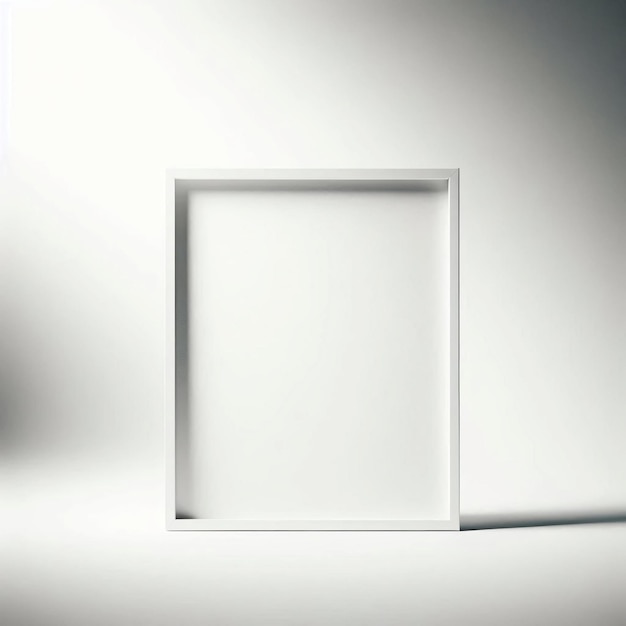 a white square frame with a white background and a white wall