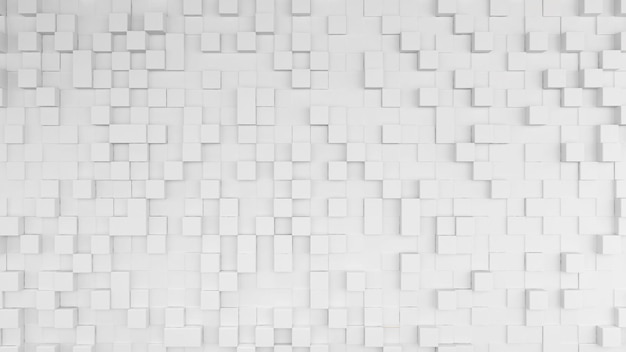 White square pattern background, white panel wall, 3d rendering