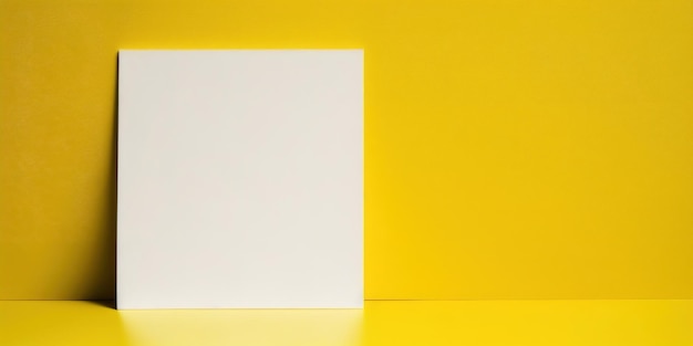 A white square sign on a yellow background