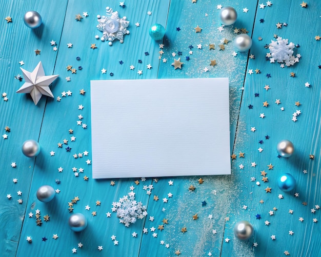 Photo a white square with a white square on it sits on a blue table