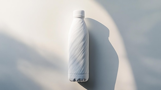 Photo white stainless steel water bottle mockup