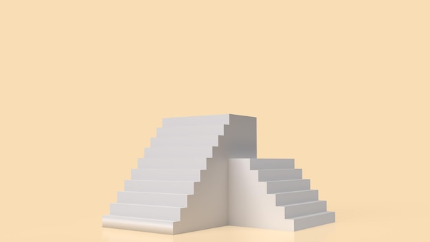 The white stairs for Business or Background concept 3d rendering