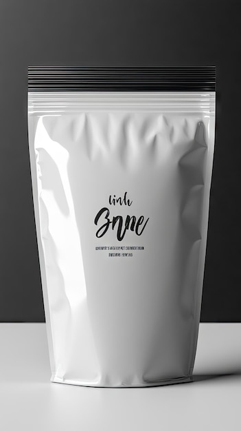 Photo white stand up pouch mockup