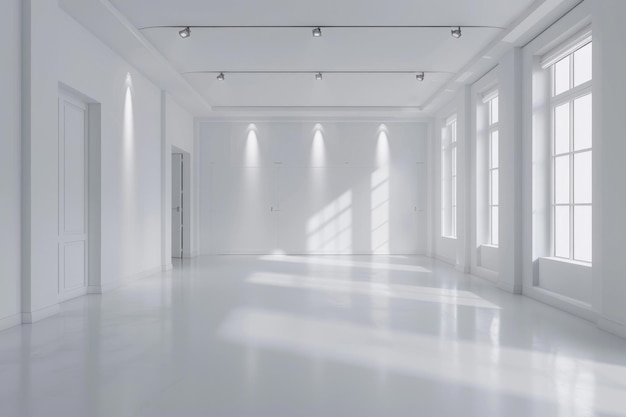 White studio room with spotlights for products and design