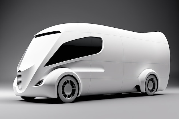 White stylish transport of future in form of futuristic cargo van of future