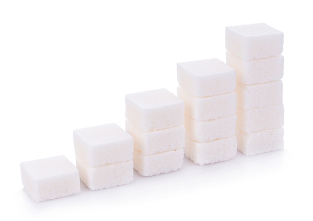 White sugar cube on white background