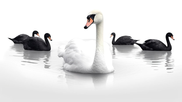 White swan standout of group of Black swans with Generative AI Technology