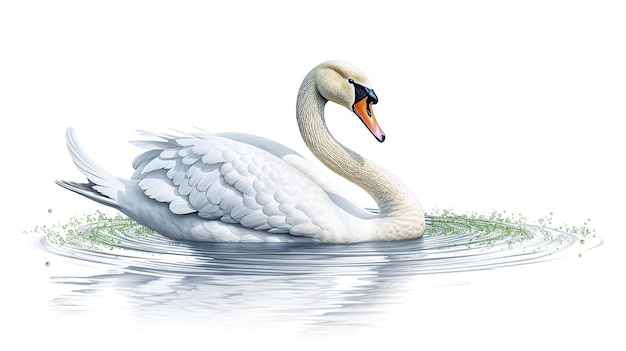 White swan swimming at lake Generative AI