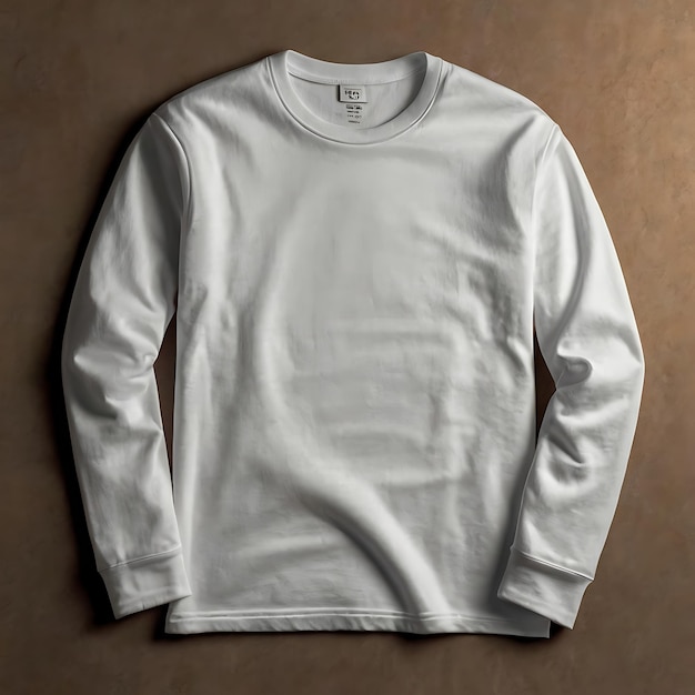 Photo a white sweater with a blue tag on it is hanging on a wooden wall