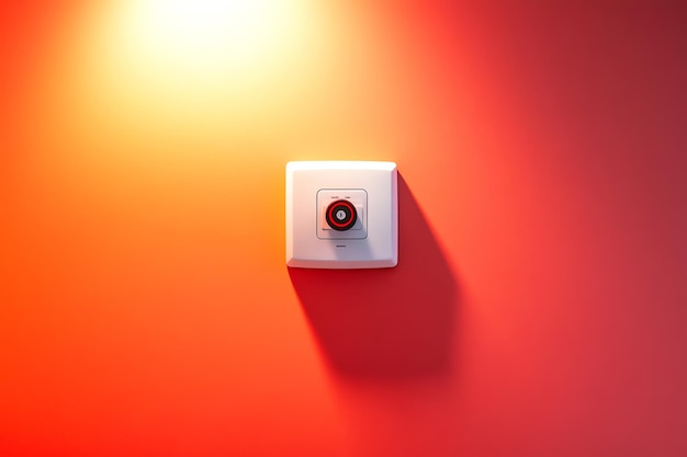 White Switch with Red Light on Red Wall