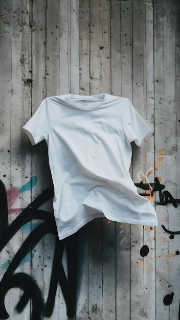 White t shirt on concrete wall background