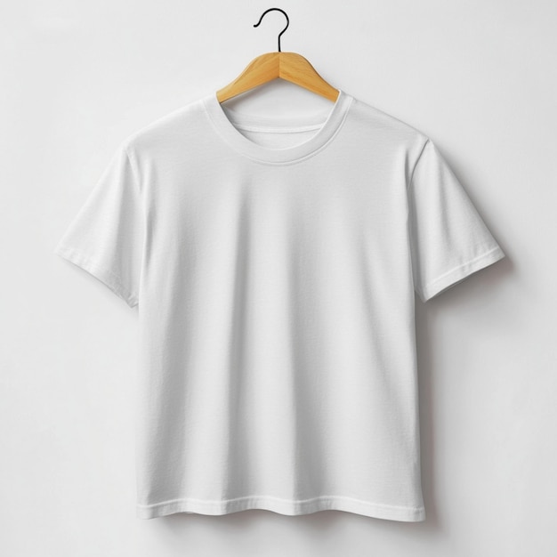 Photo a white t - shirt hangs on a hanger with a yellow tag