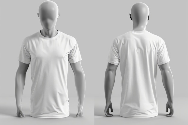 White t shirt on mannequin template isolated no background 3d rendering