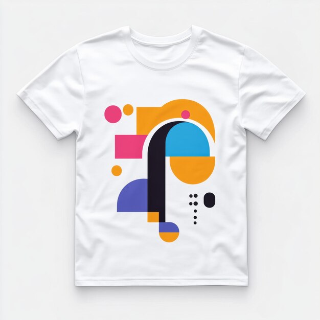 Photo a white t shirt mockup featuring a geometric abstract design printed on the front