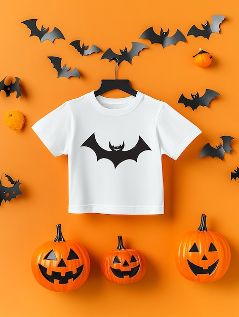 white t shirt mockup on halloween background