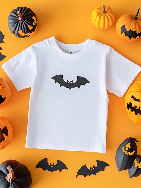 white t shirt mockup on halloween background