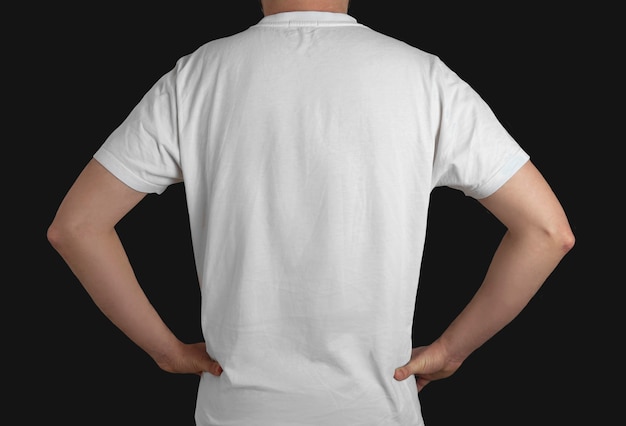 White T-Shirt Model Back View