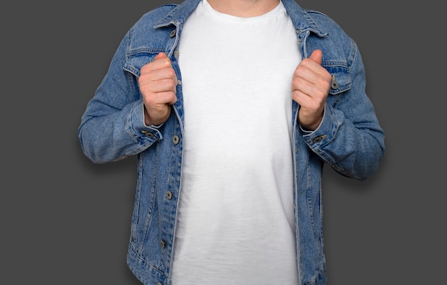 White T-Shirt Model With Jacket