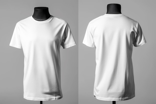 a white t shirt with a black collar and a white t shirt