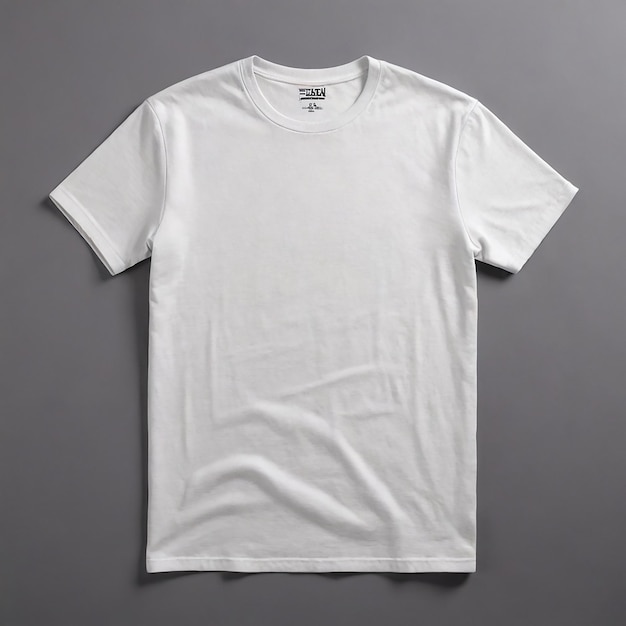 Photo white t shirt with a black tag hanging on a hanger