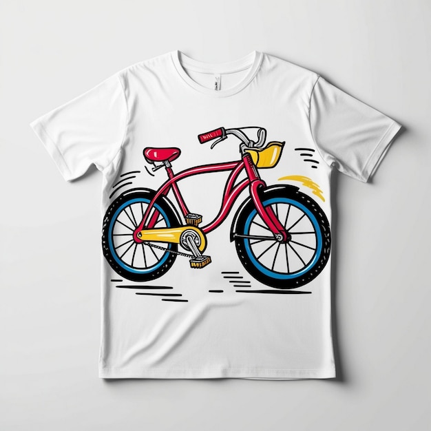 Photo a white t shirt with a drawing of a bicycle on it