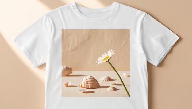 Photo white t shirt with a flower on it