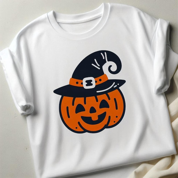 Photo a white t - shirt with a pumpkin on it