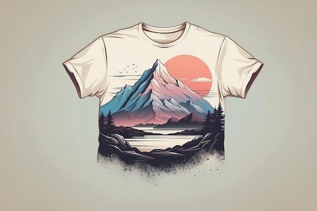 Photo a white t shirt with a sunset on it